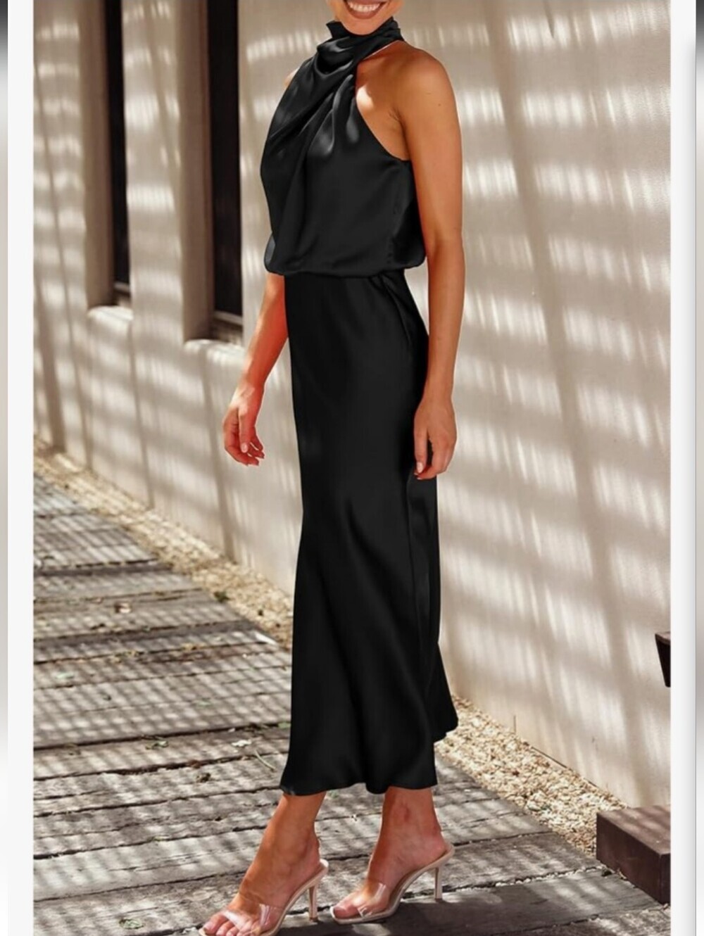 Draped One-Shoulder Black Dress NWT SMALL - Picture 7 of 16